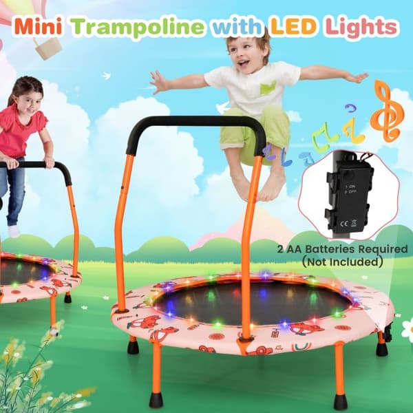 Mini trampolin, 92x92 cm, orange, LED-lys , Star