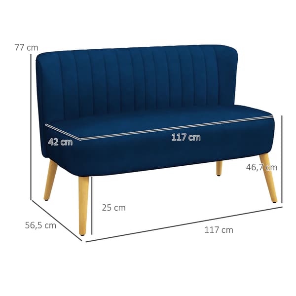 Sofa, 117x56,5x77 cm, Blå, Træ