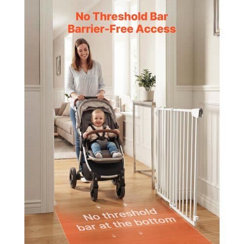 Barnsäkerhetsgrind för trappor 720-1085 mm justerbar bredd 760 mm hög vit