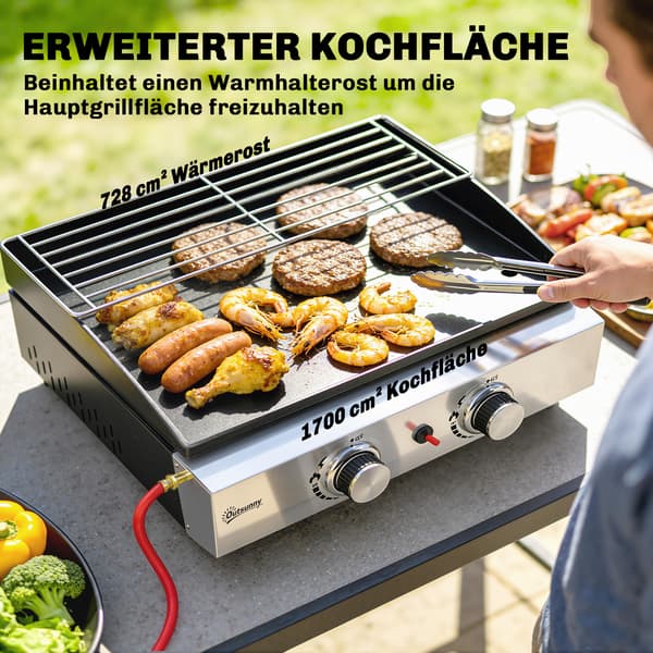 Gasgrill 51,5x44x21 cm Sort Rustfrit Stål