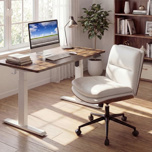 Kontorstol uden armlæn 70x60x85-93 cm hvid