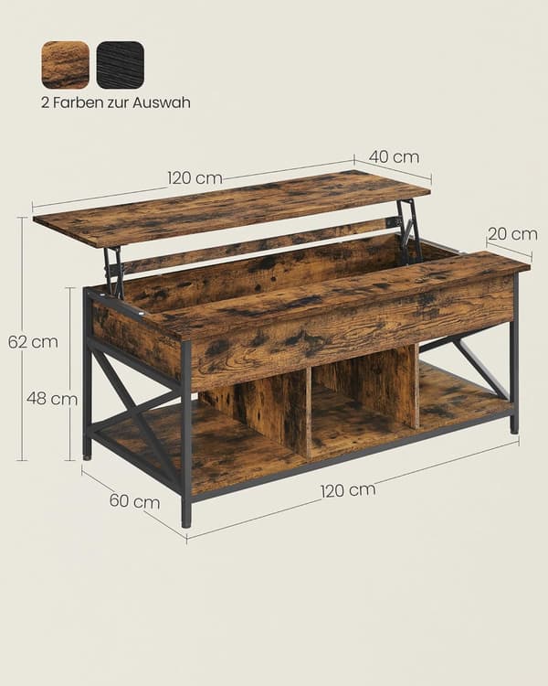Sofabord, 120x59,9x49,4 cm, Brun/Sort