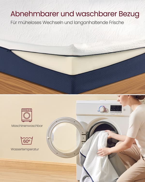 Patja 90x200 cm Sininen Geeli Memory Foam
