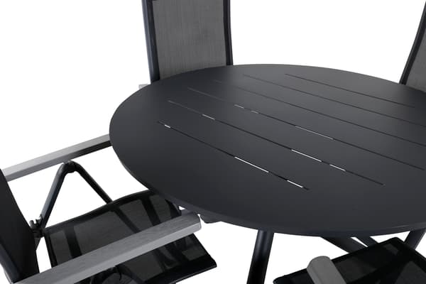 Spisebord og stole sæt 120 cm sort og grå justerbar