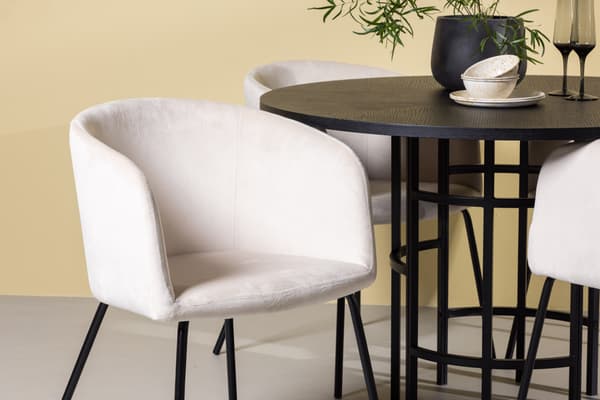 Spisebord og stol sæt 115 cm sort fløjl