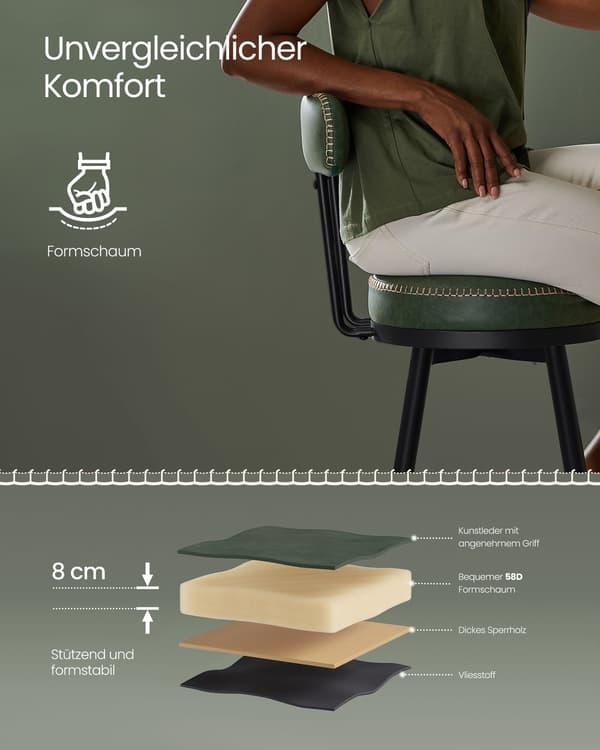 Barstol, 56x56x101,5 cm, Grøn