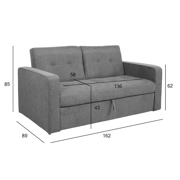 Sovesofa 162x89x85 cm Gråt Stof