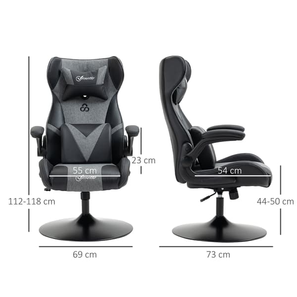 Gaming Stol, 69x73x112-118 cm, Sort, Kunstlæder