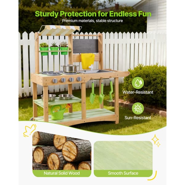 Mud Kitchen, 88x32,6x90 cm, Grøn, Træ