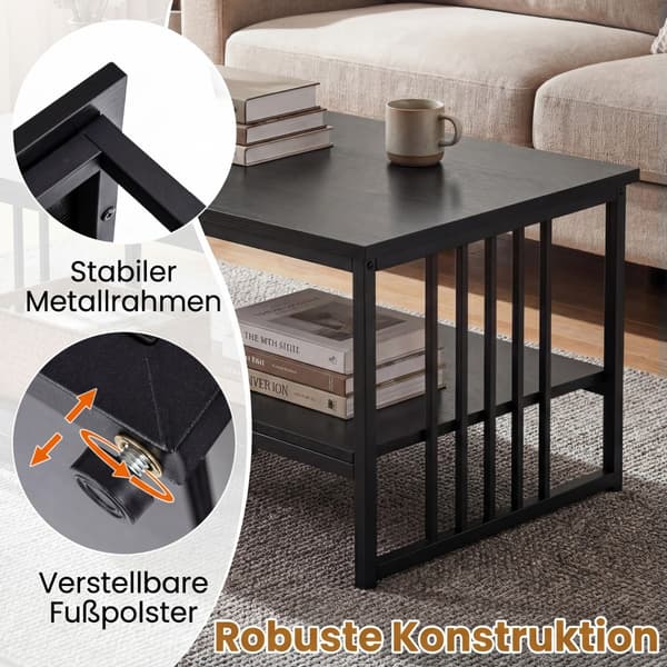 Sofabord med 2 hylder 110x60x45 cm sort