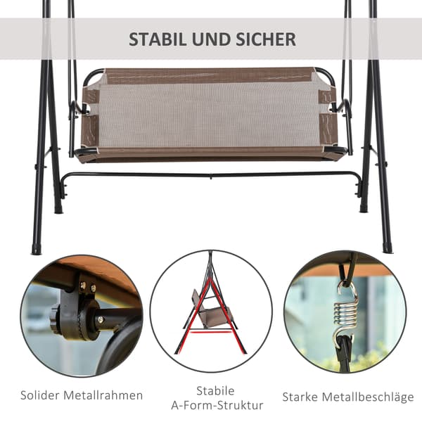 Hammockgunga för veranda, 172x110x155 cm, Brun