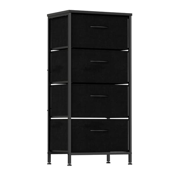 Kommode, 45x30x95 cm, Sort, Træ og Metal , Star