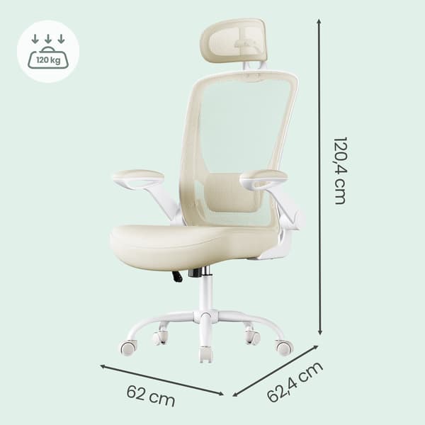 Kontorstol, 64x64x115 cm, Beige, Ergonomisk