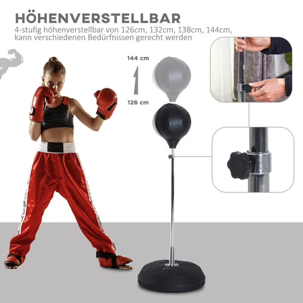 Boxningsset, 43x43x126-144 cm, Svart, Justerbar