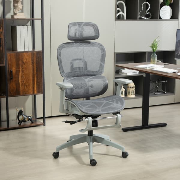 Kontorstol Ergonomisk Skrivebordsstol 66x64x114 cm Grå Mesh Stof