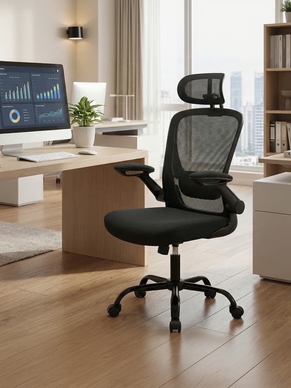 Kontorstol 64x64x115 cm Sort, ergonomisk