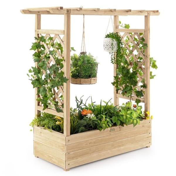 Istutusastia ritilällä ja katolla 110x44x113,5 cm luonnonväri