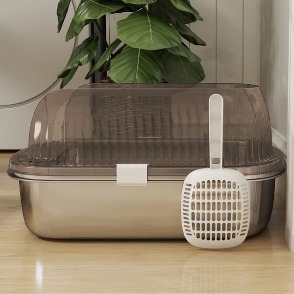 Kattebakke 53x42x27 cm grå, rustfrit stål