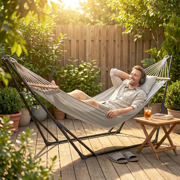 Hængekøjestativ Justerbart Foldbart 290x78x100 cm Sort Stål