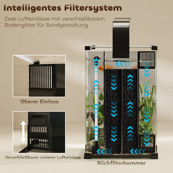 Akvarium Komplet Sæt 30x30x45,5 cm Sort Glas