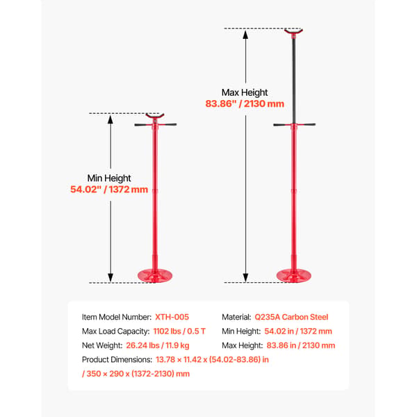 Understel støttebukk 35x29x137,2-213 cm stål