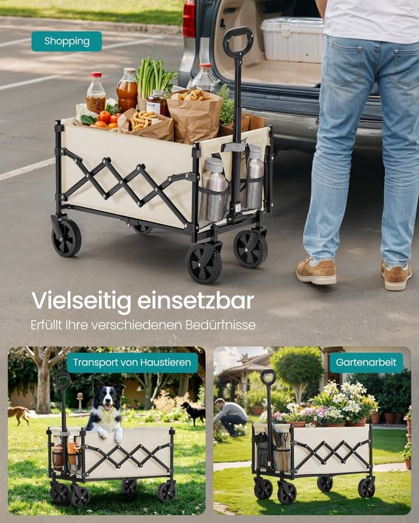 Hopfällbar vagn 42x67x90,5 cm Beige Stål