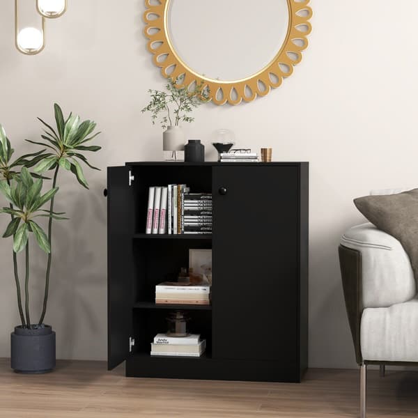 Opbevaringsskab, 72x34x85,5 cm, Sort, Spånplade