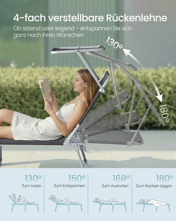 Solstol 189x53x28,5 cm Svart