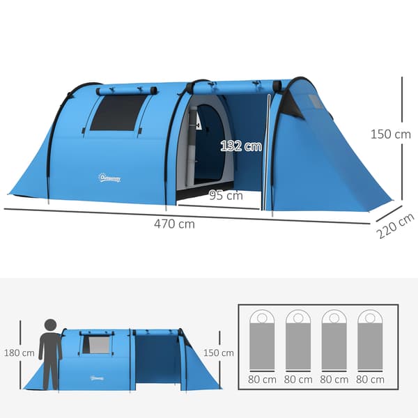 Campingtält 470x220x150 cm Blå Polyester