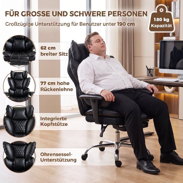 Executive kontorstol 80x67x122-130 cm sort/sølv