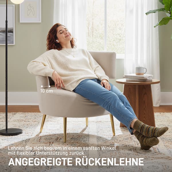 Lounge stol 69x65x67 cm cremehvid/guld