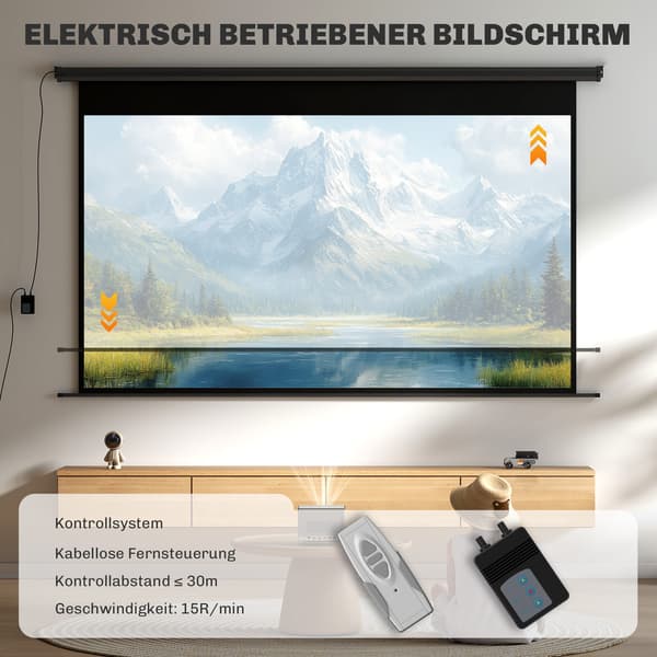 Projektorskærm 16:9 266x149 cm sort