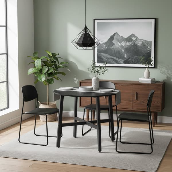 Matbord, 80x75 cm, Brun-Svart