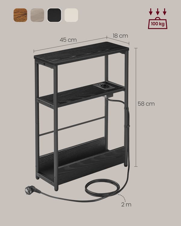 Sidebord, 45x18x58 cm, Sort