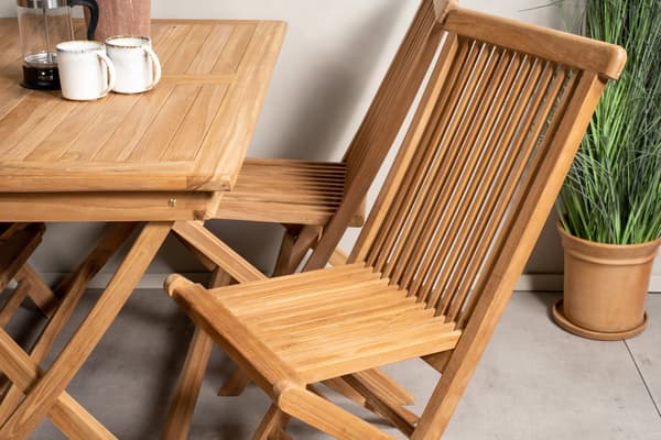 Spisebord og foldestole sæt 120x70x75 cm teak