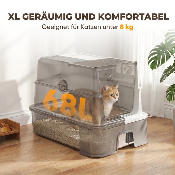 Kattlåda med lock XL 60x40x45 cm grå