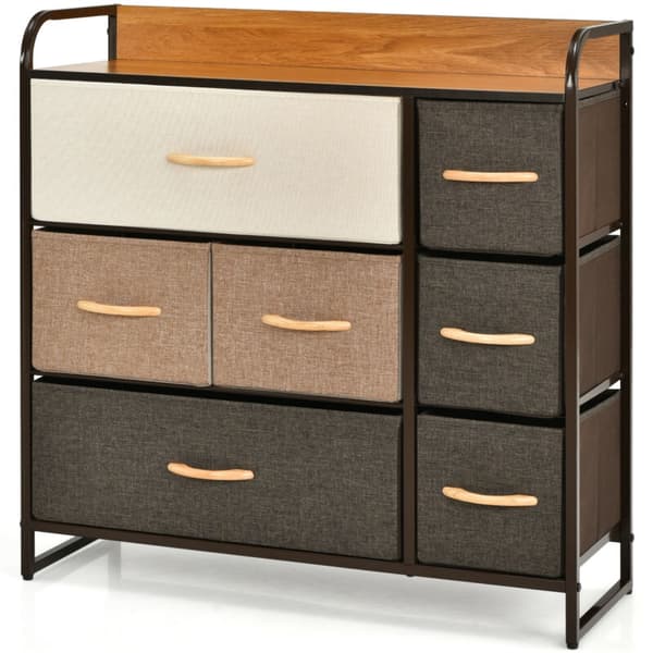 Kommode med 7 skuffer 80x29x79 cm creme
