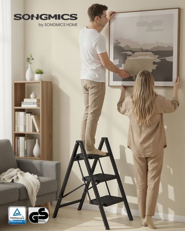 Trappestol 55x43,4x61,8 cm Sort Stål