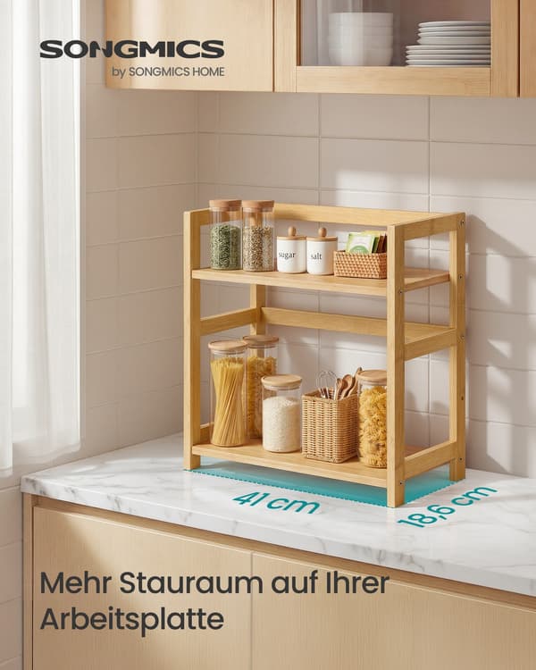 Kryddställ med 2 nivåer, bambu, naturlig beige
