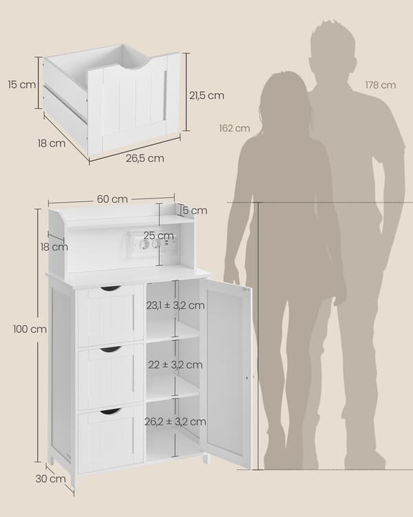 Badrumsskåp 60x30x100,5 cm Vit MDF