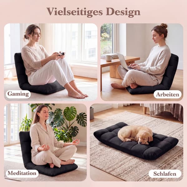 Foldbar gulvstol 66,5x53x53 cm lys pink