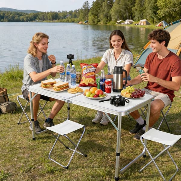 Campingbord och pallar set, hopfällbara utemöbler, Kodustaar