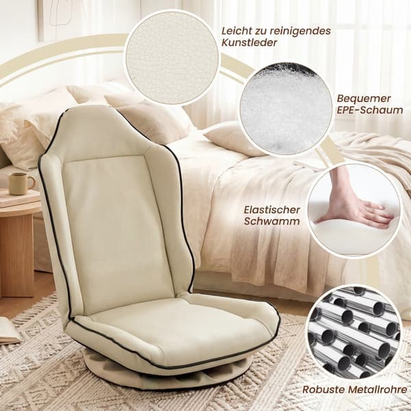 Drejelig gulvspilestol 60x56x77,5 cm beige