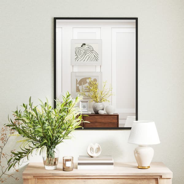 Vægspejl 76x101 cm sort MDF-ramme