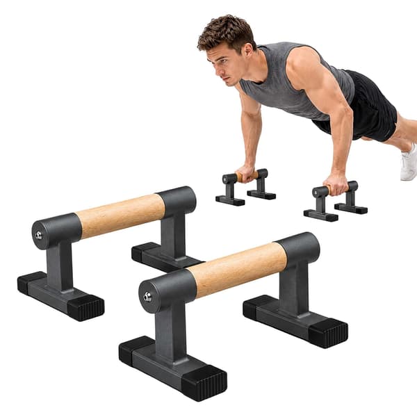 Push up-håndtag, stål og bøg, 2 stk., Kodustaar