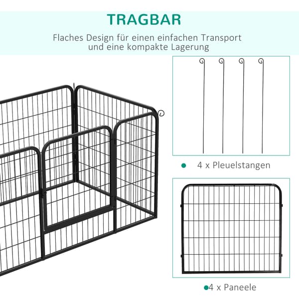Foldbar hvalpegård 129x84x70 cm sort