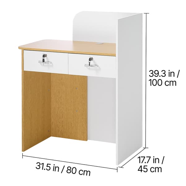 Receptiondisk, 80x45x100 cm, Hvid, LED-belysning
