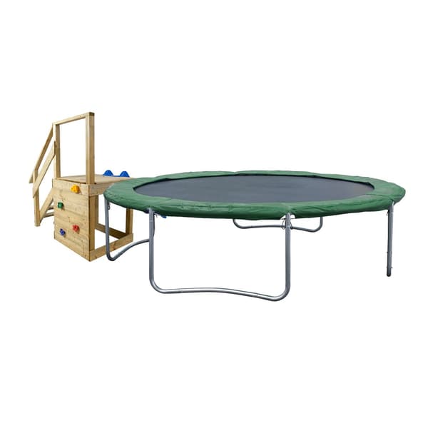 Trampolin 304 x 76 cm, grøn, udendørs