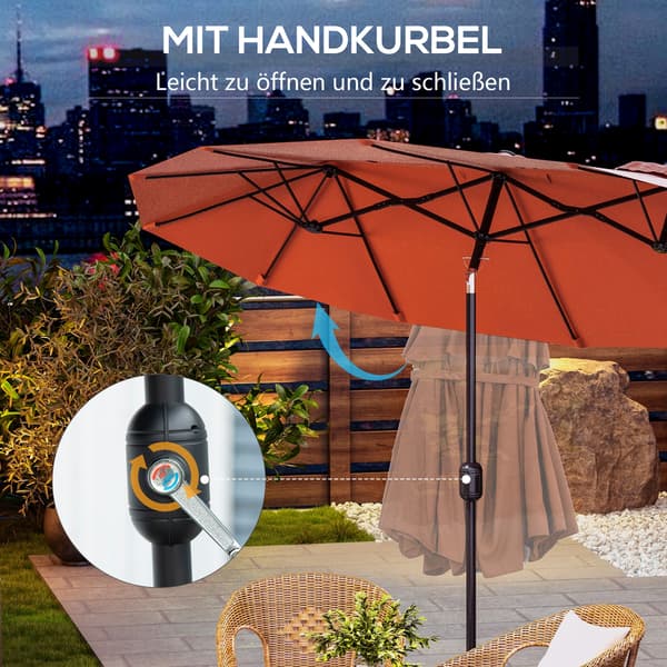 Parasoll 295x152 cm Röd, polyester, justerbar