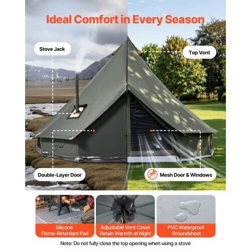 Canvas Bell Tent 3 m mørkegrøn